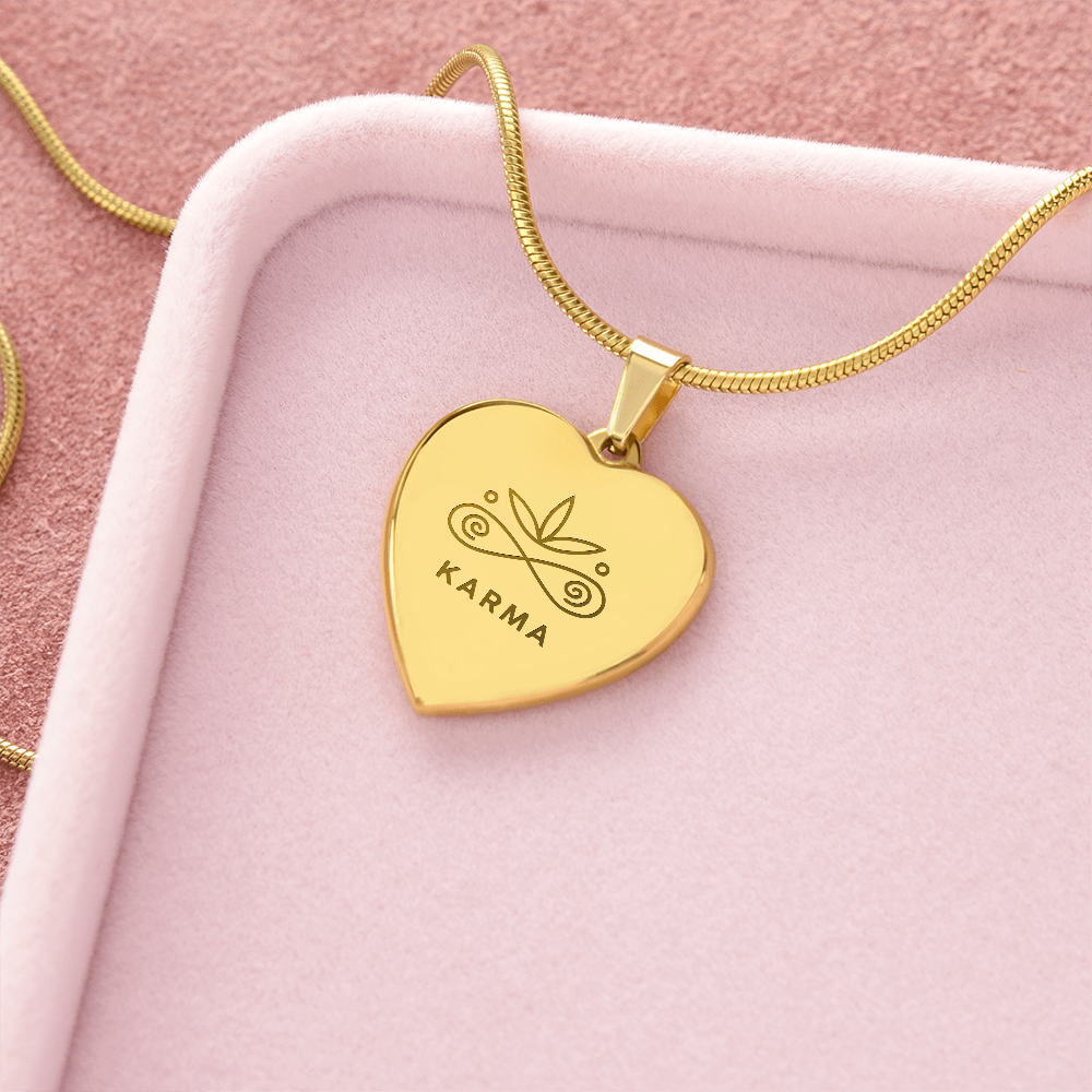 Karma Heart Necklace – Spiritual Lotus Pendant for Balance & Good Energy