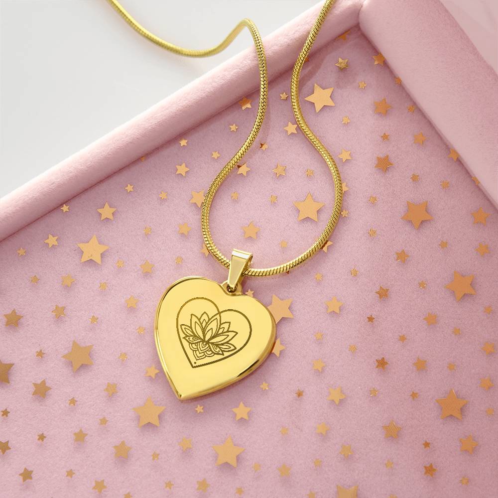Lotus Heart Necklace – Symbol of Spiritual Awakening, Love & Growth