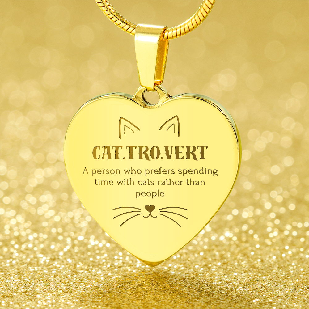 Cat.Tro.Vert Heart Necklace – Funny Cat Lover Jewellery for Cat Mums