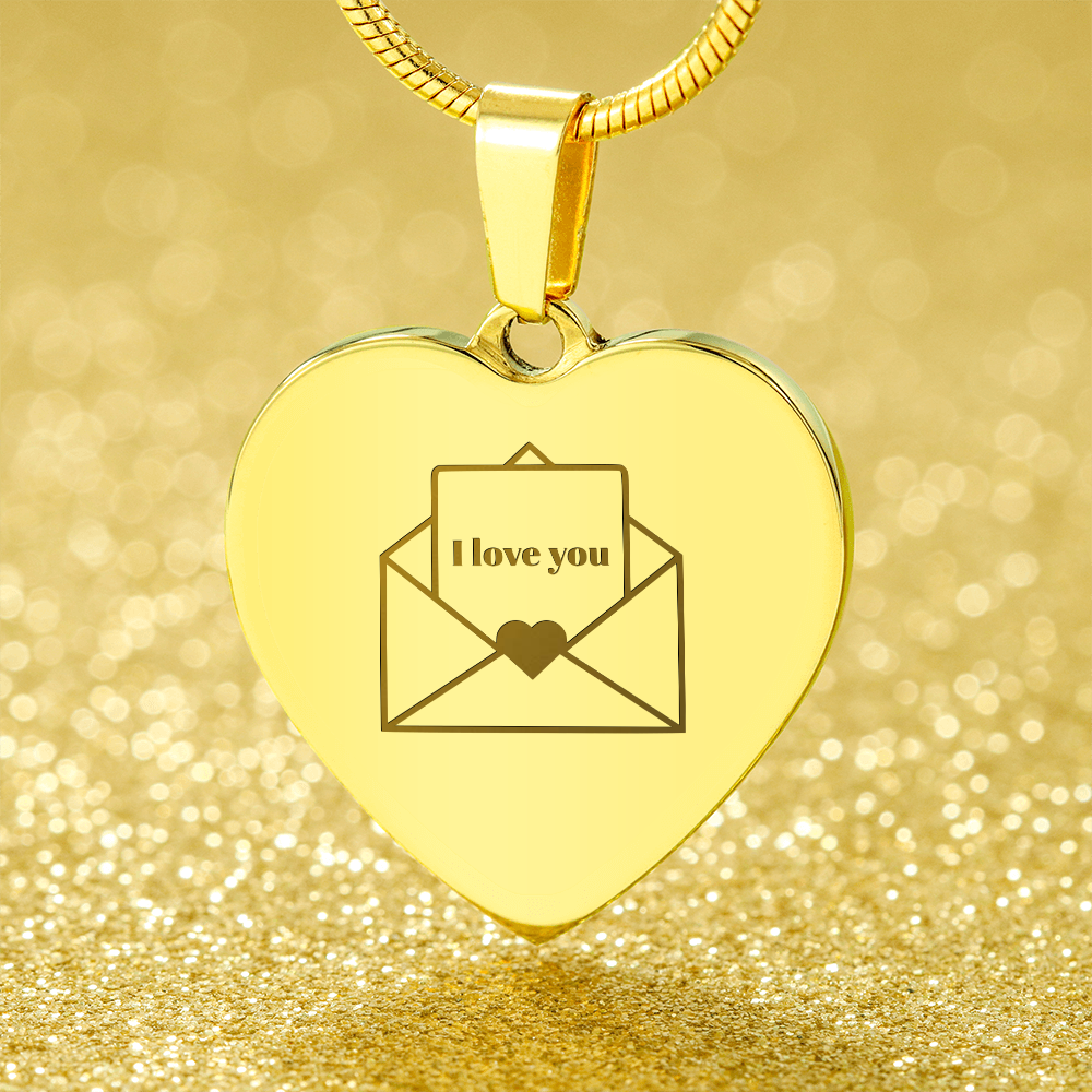 I Love You Envelope Heart Necklace