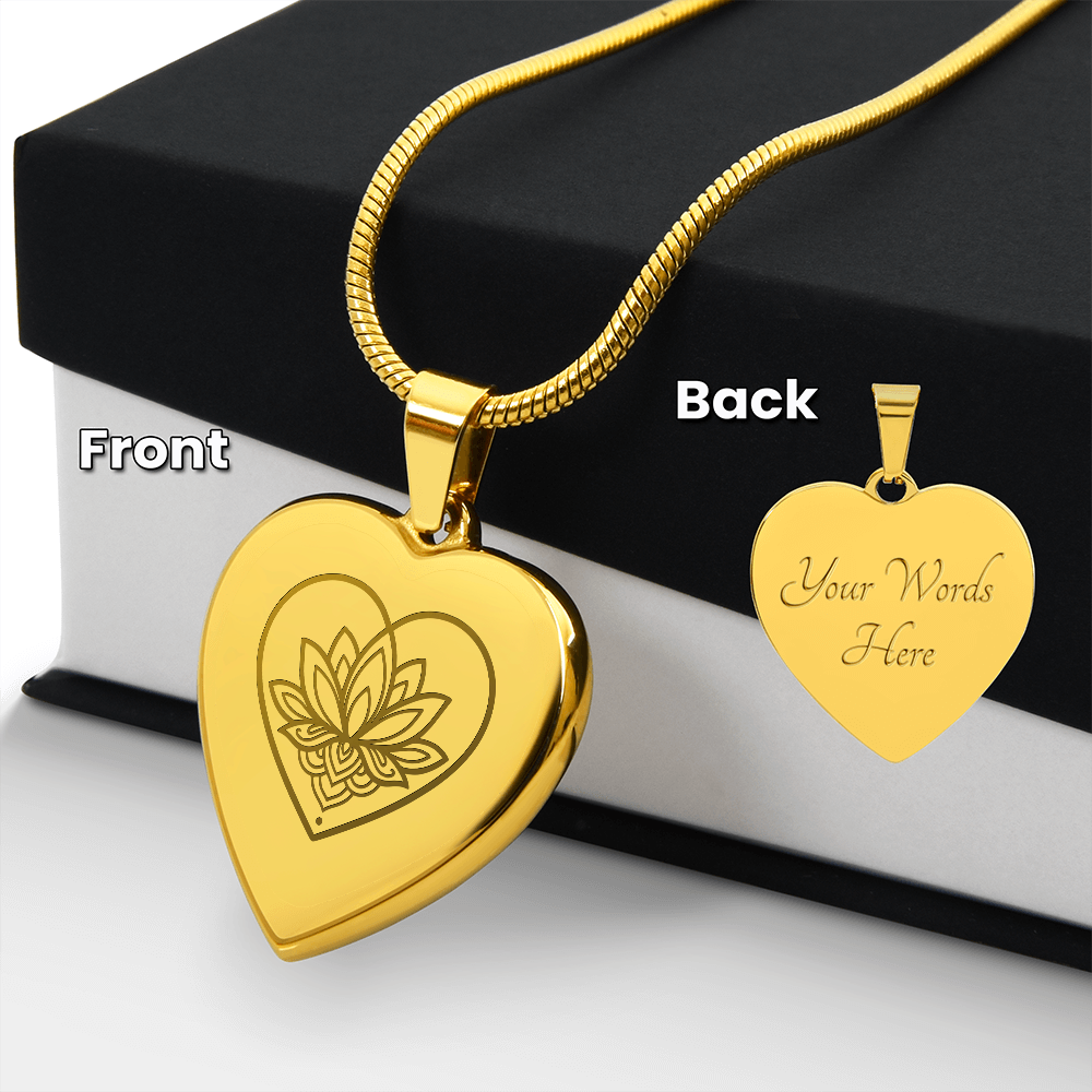 Lotus Heart Necklace – Symbol of Spiritual Awakening, Love & Growth