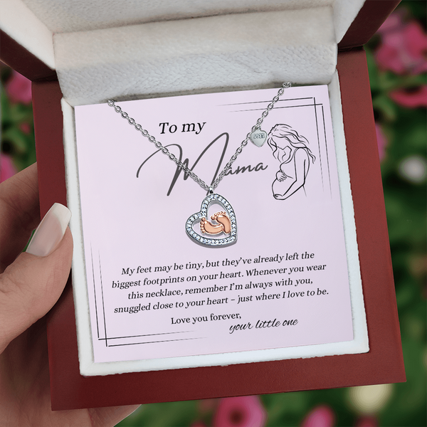 To My Mama - Baby Feet Necklace Gift