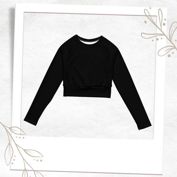Black Long-Sleeve Crop Top