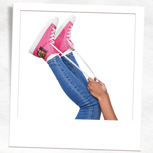 Hi Top Savage Pink Canvas Shoes