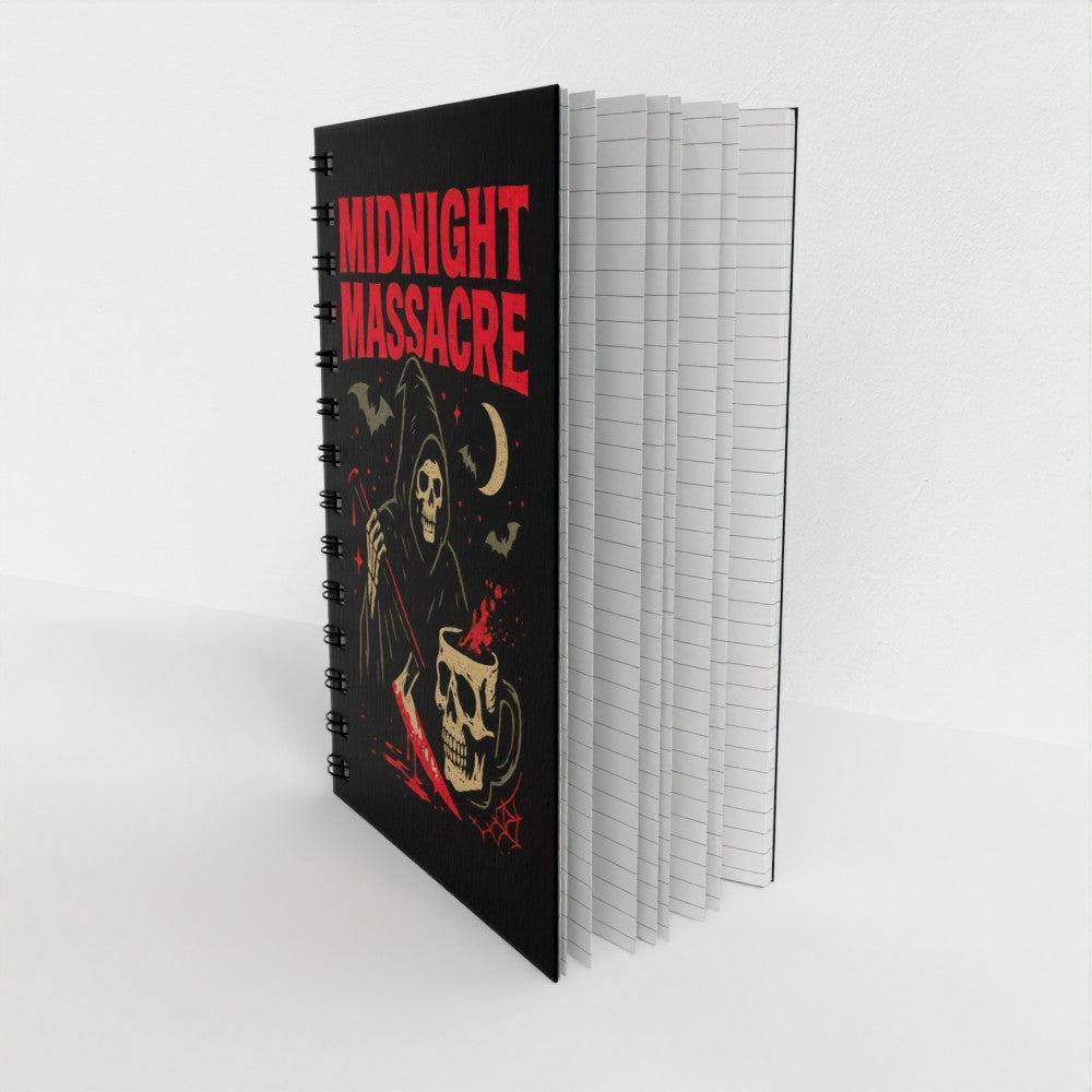 Midnight Massacre Notebook – Gothic Horror Skull Spiral Notebook