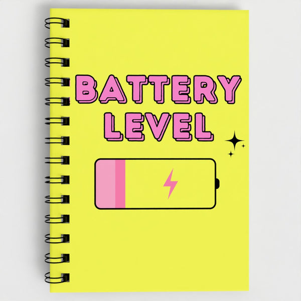 Battery Level Low Spiral Notebook – Fun Relatable Aesthetic Journal