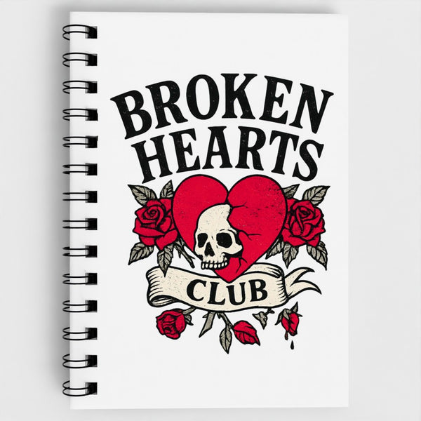 Broken Hearts Club Spiral Notebook – Gothic Tattoo Aesthetic Journal