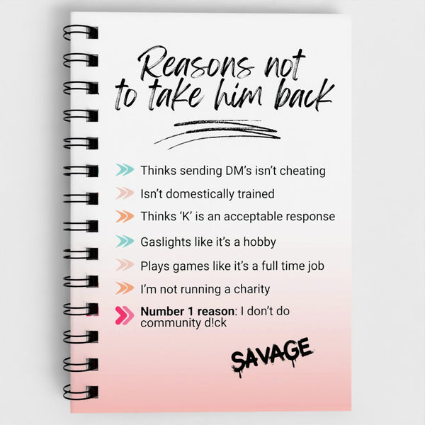 Reasons Not To Take Him Back Spiral Notebook