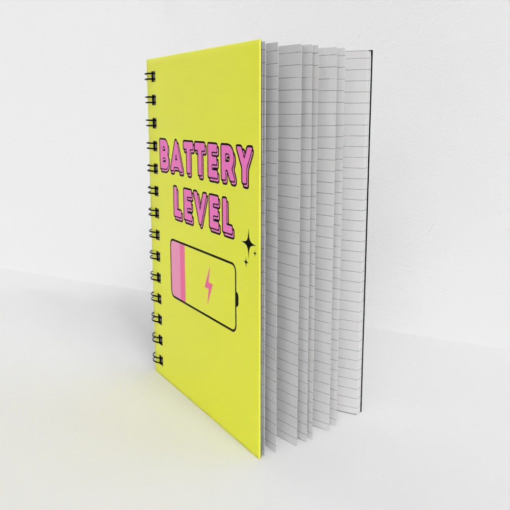 Battery Level Low Spiral Notebook – Fun Relatable Aesthetic Journal