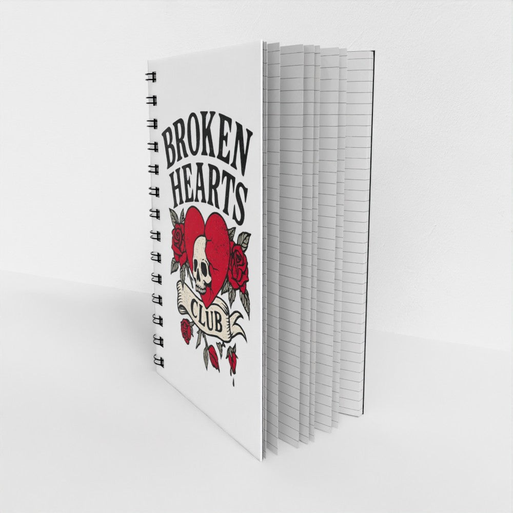 Broken Hearts Club Spiral Notebook – Gothic Tattoo Aesthetic Journal