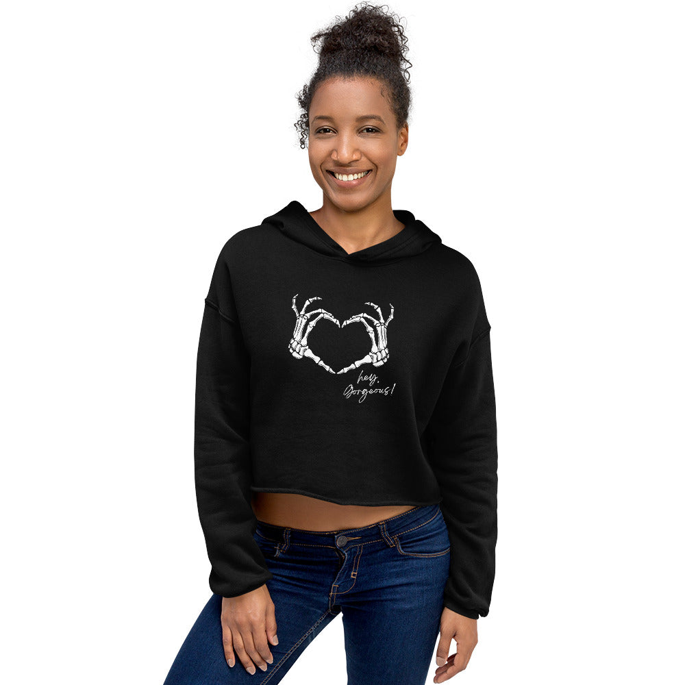 Hey Gorgeous Skeleton Love Crop Hoodie