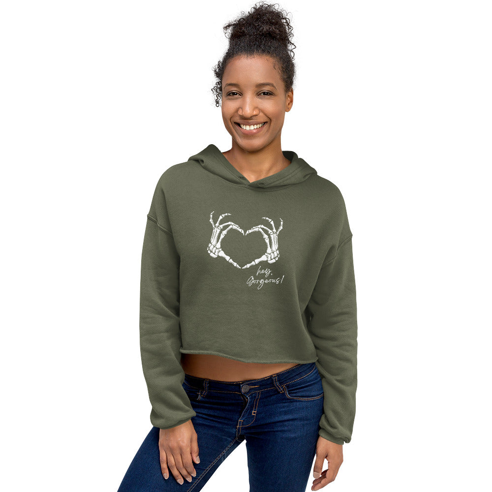 Hey Gorgeous Skeleton Love Crop Hoodie