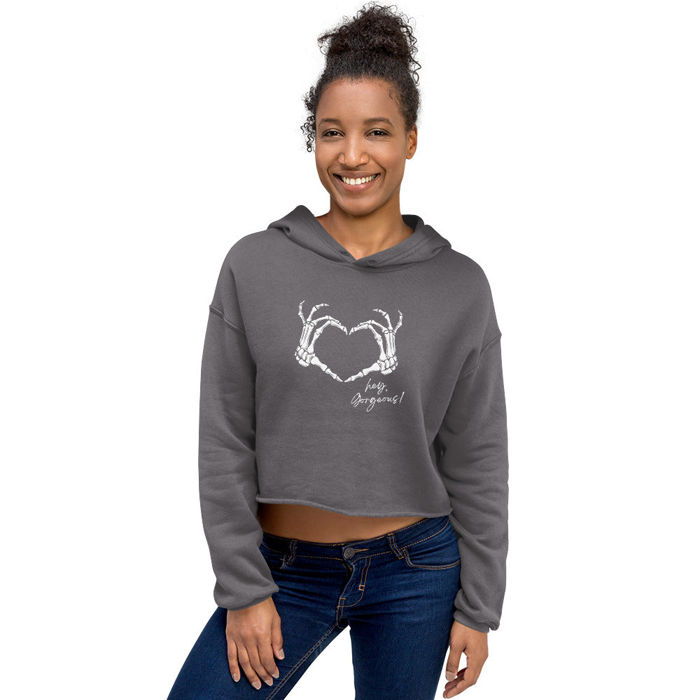 Hey Gorgeous Skeleton Love Crop Hoodie